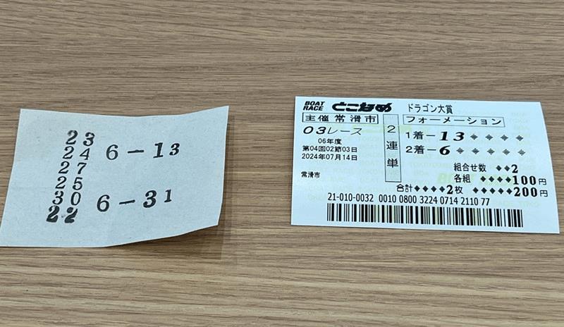 「常滑競艇場」予想屋さんの買い目をアレンジして購入